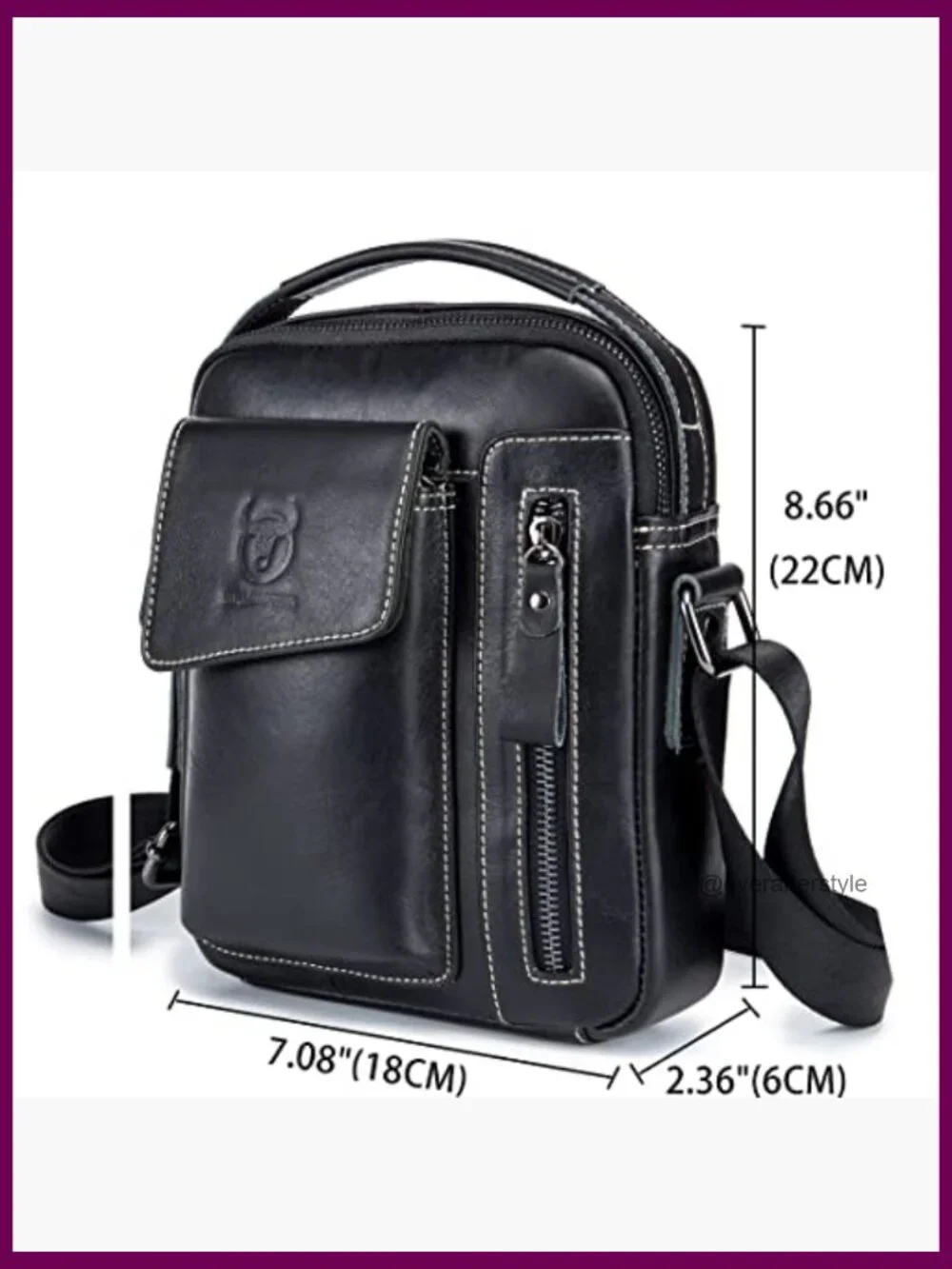 Genuine Leather Messenger Bag Small Crossbody Sling Handbag for Men